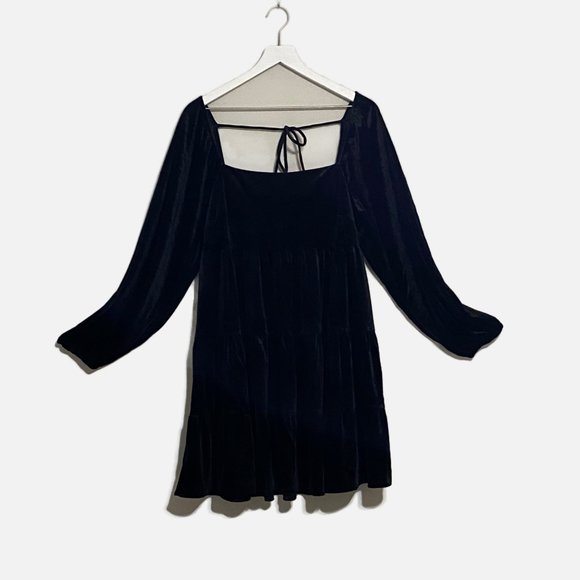 Lucy Paris Melissa Black Velvet Tiered Babydoll Dress - Picture 4 of 16